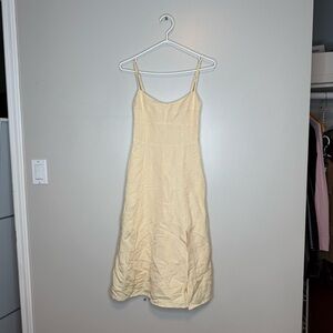 Chic Cream Midi Dress with Spaghetti Straps